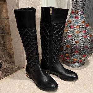 Vince Camuto Womens Fianna Black Leather Quilted Boots Size size 6